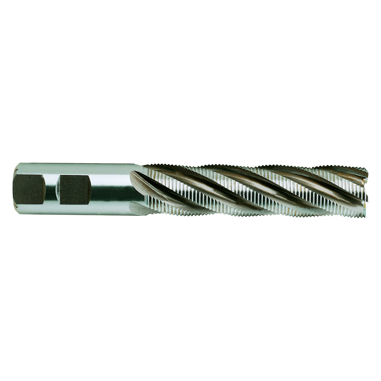 YG1 71461CE | 1-1/2" Diameter x 1-1/4" Shank x 4" LOC x 6-1/2" OAL x 30 Degree Helix Angle 6 Flute TiAIN E Coated HSSCo8 E2077 Tooth Rougher Square End Mill