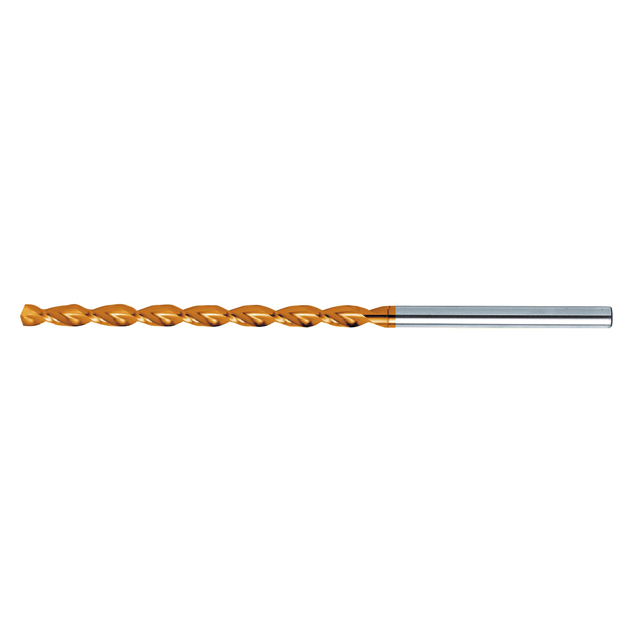 Nachi 1004256 | 15/32" Diameter x 15/32" Shank x 7-1/2" OAL 2 Flute Tin Coated HSS Taper Length Drill Bit