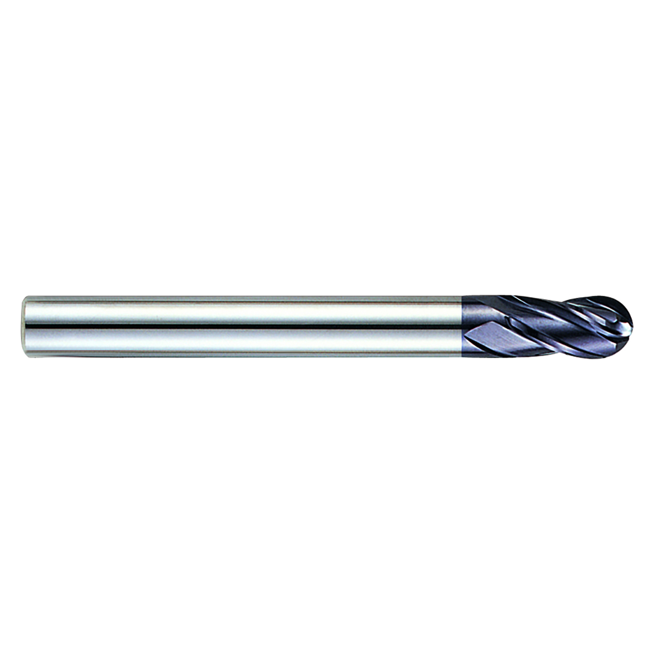 YG1 EM876250 | 25.00mm Diameter x 25.00mm Shank x 25.00mm LOC x 104.00mm OAL x 12.50mm Radius x 30 Degree Helix Angle 2 Flute ALTiN Coated Carbide Ball Nose End Mill