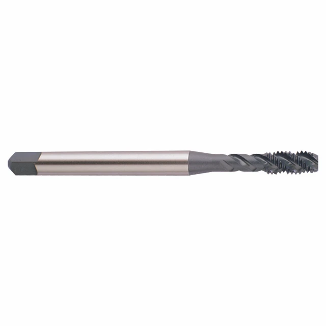 YG1 E4203 | M M3 - 0.50 Size x 5.00mm Thread Length x 3.58mm Shank x 49.28mm OAL x 45 Degree Helix Angle D3 Modified Bottoming Chamfer Type 3 Flute TiCN Coated HSSE-V3 E4 Spiral Flute Tap