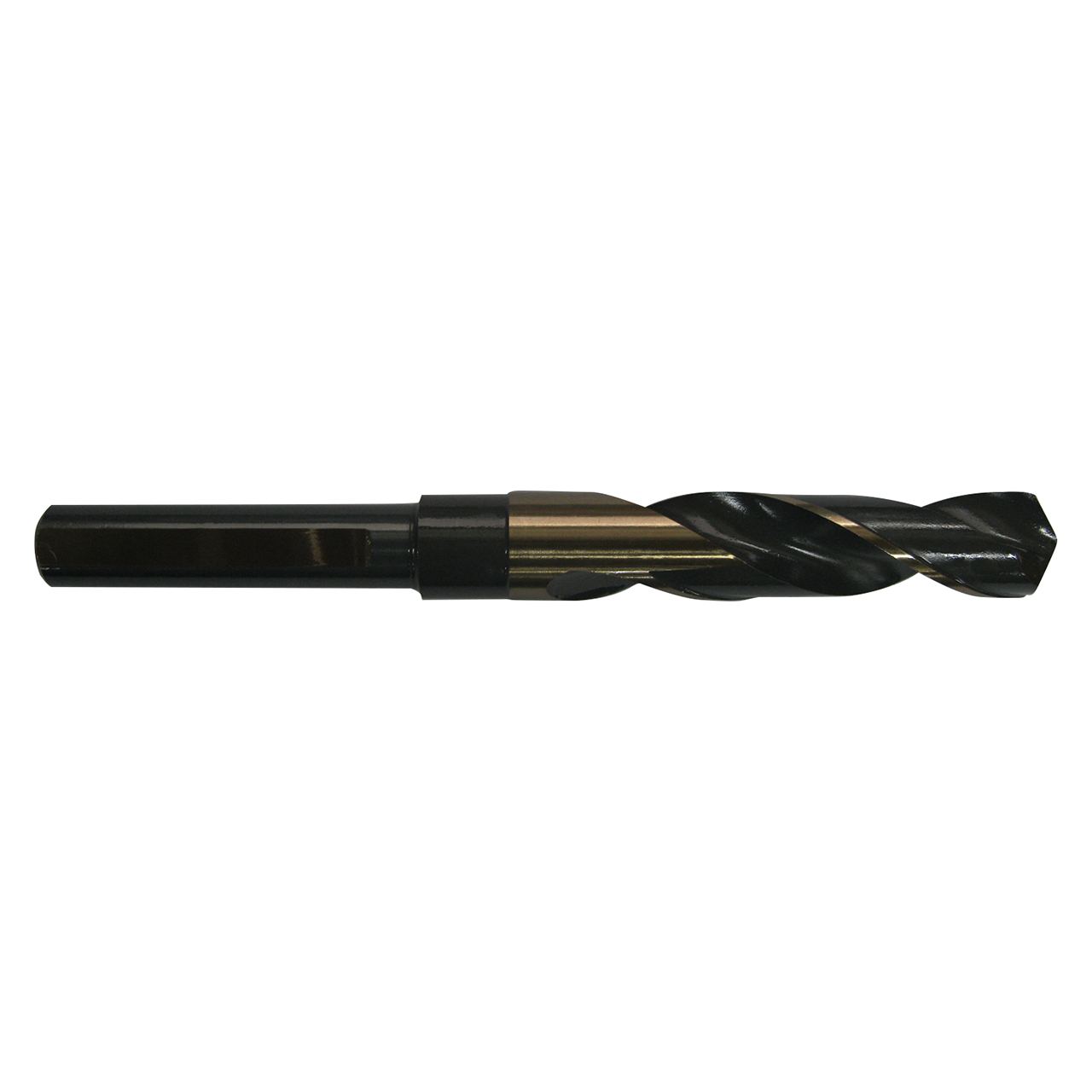 YG1 D1191106 | 1-3/32" Diameter x 1/2" Shank x 3" Flute Length x 6" OAL x 118 Degree Point Angle 2 Flute Black and Gold Coated HSS D1191 Silver & Deming Drill Bit