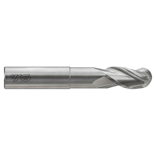YG1 E5I59032 | 1/2" Diameter x 1/2" Shank x 5/8" LOC x 2-1/4" LBS x 4" OAL x 1/4" Radius x 37 Degree Helix Angle 3 Flute Bright Coated Carbide E5I59 Ball End Mill