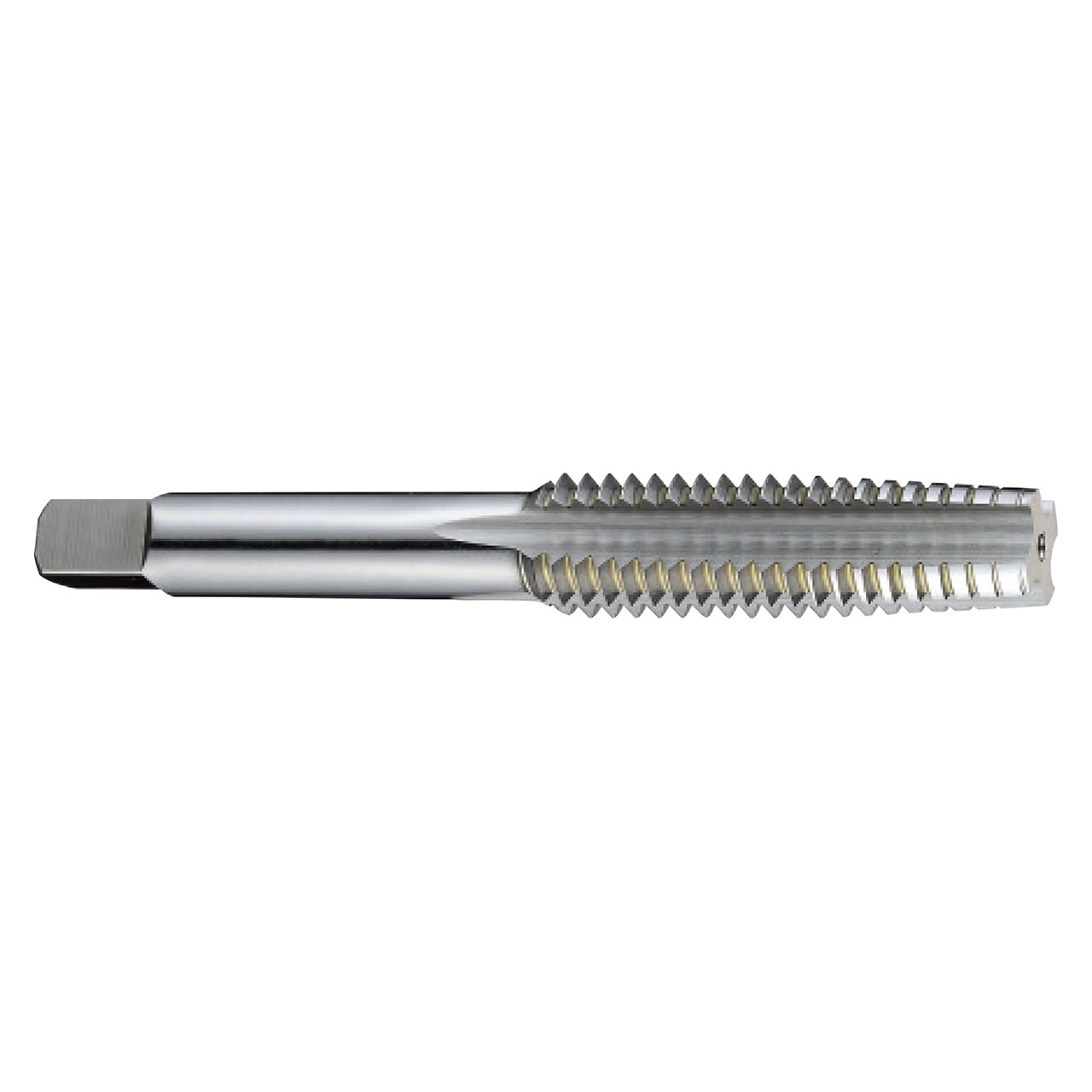 YG1 T7316306 | UNF #8-36 Thread x 0.1640" Diameter x 0.1680" Shank x 2.1300" OAL 4 Flute Bright Coated HSS Straight Flute Tap