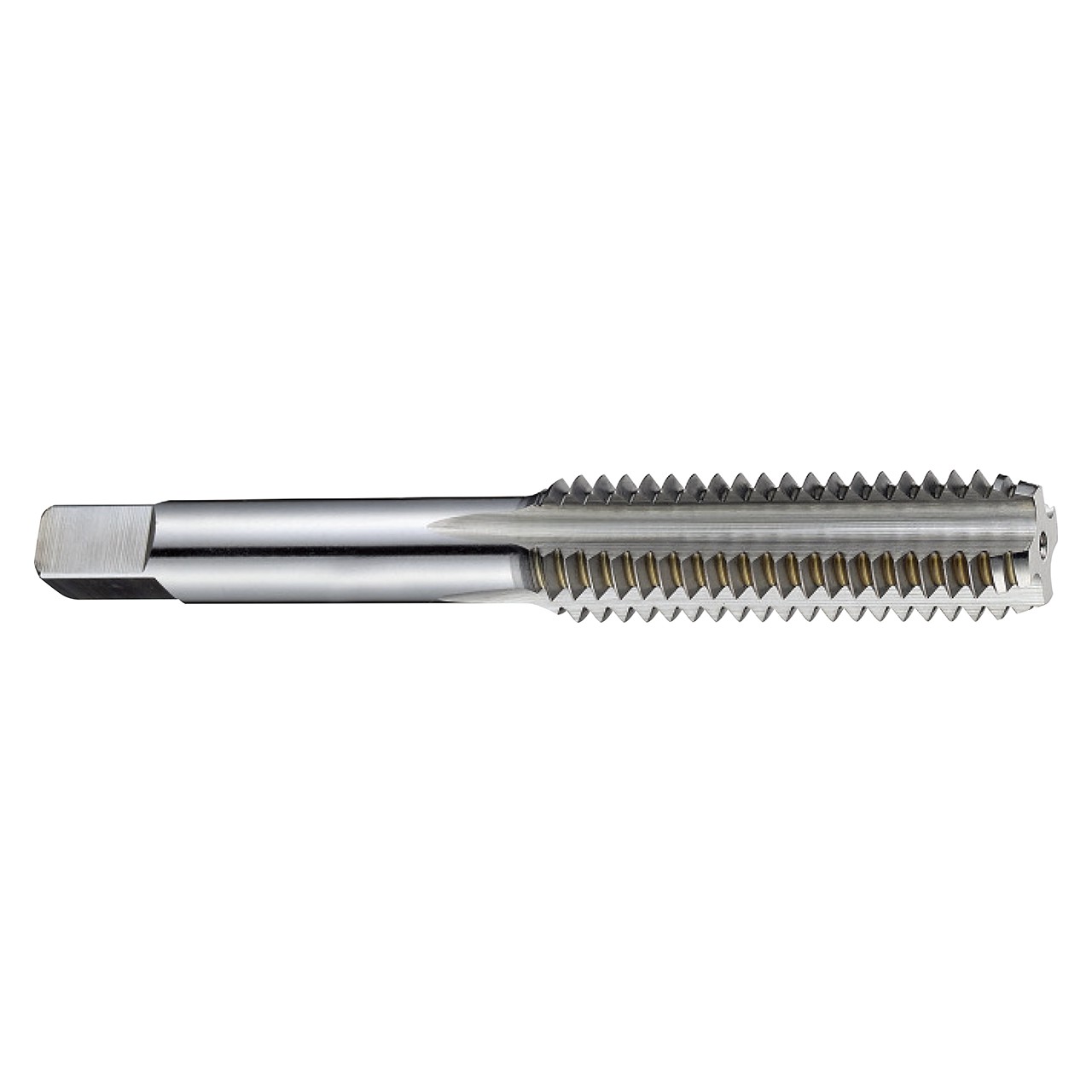 YG1 T7316A08 | UNS 11/16-11 Size x 45.97mm Thread Length x 13.80mm Shank x 102.36mm OAL H3 Bottoming Chamfer Type 4 Flute Bright Coated HSS T7316 Straight Flute Tap