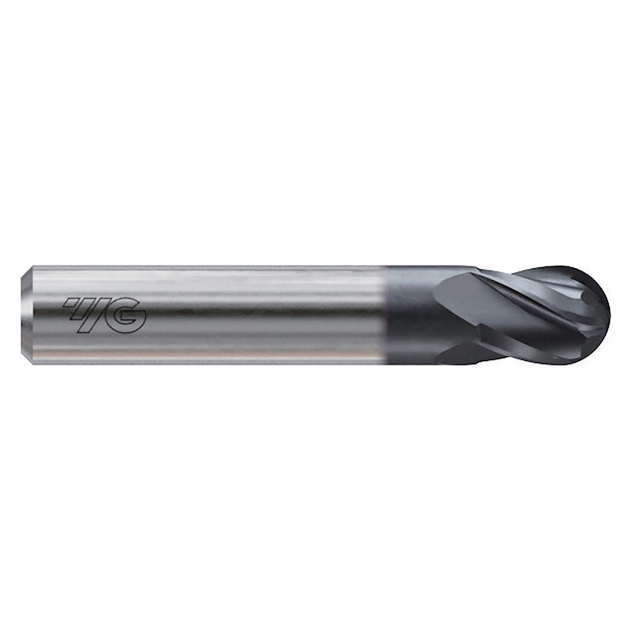 YG1 G9H99016N | 1/4" Diameter x 1/4" Shank x 1/2" LOC x 2" OAL x 1/8" Radius x 30 Degree Helix Angle 4 Flute X-Coated Carbide G9H99 Ball End Mill