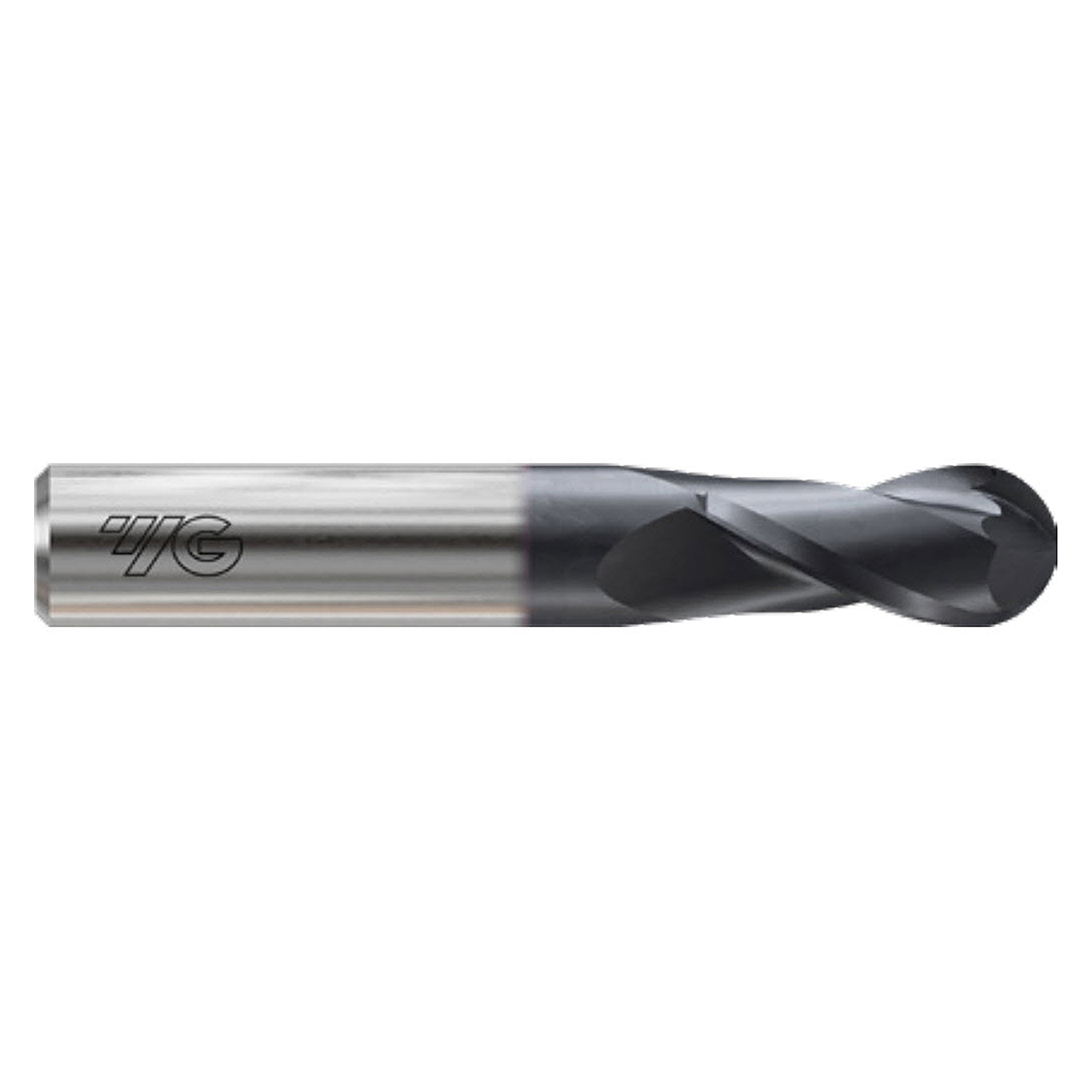 YG1 E5I03045 | 4.50mm Diameter x 5.00mm Shank x 16.00mm LOC x 51.00mm OAL x 2.25mm Radius x 30 Degree Helix Angle 2 Flute Bright Coated Carbide E5I03 Ball End Mill