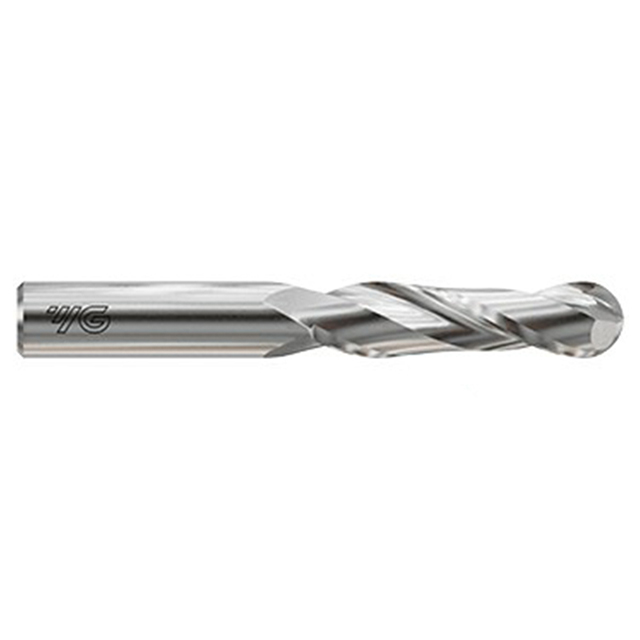 YG1 E5I07012 | 0.1875" Diameter x 0.1875" Shank x 0.7500" LOC x 2.5000" OAL 2 Flute Bright Coated Carbide Ball End Mill