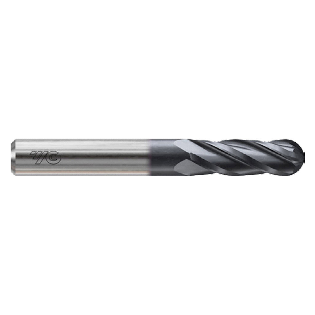 YG1 E5I08008 | 0.1250" Diameter x 0.1250" Shank x 0.7500" LOC x 2.2500" OAL 4 Flute Bright Coated Carbide Ball End Mill