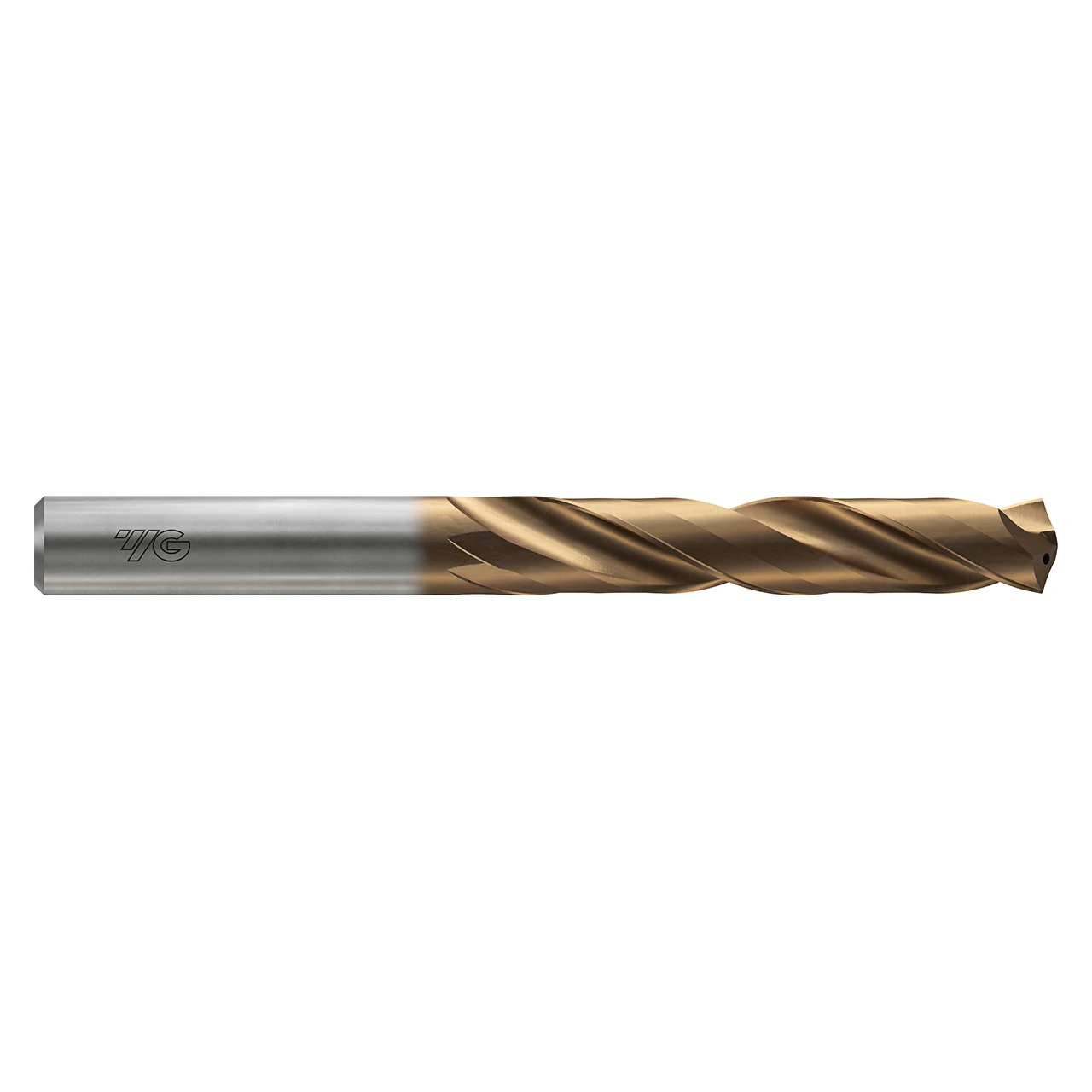 YG1 DGN508129 | 12.90mm Diameter x 14.00mm Shank x 77.00mm Flute Length x 124.00mm OAL x 140 Degree Point Angle 2 Flute Z-Coated Carbide DGN508 Coolant Fed Drill