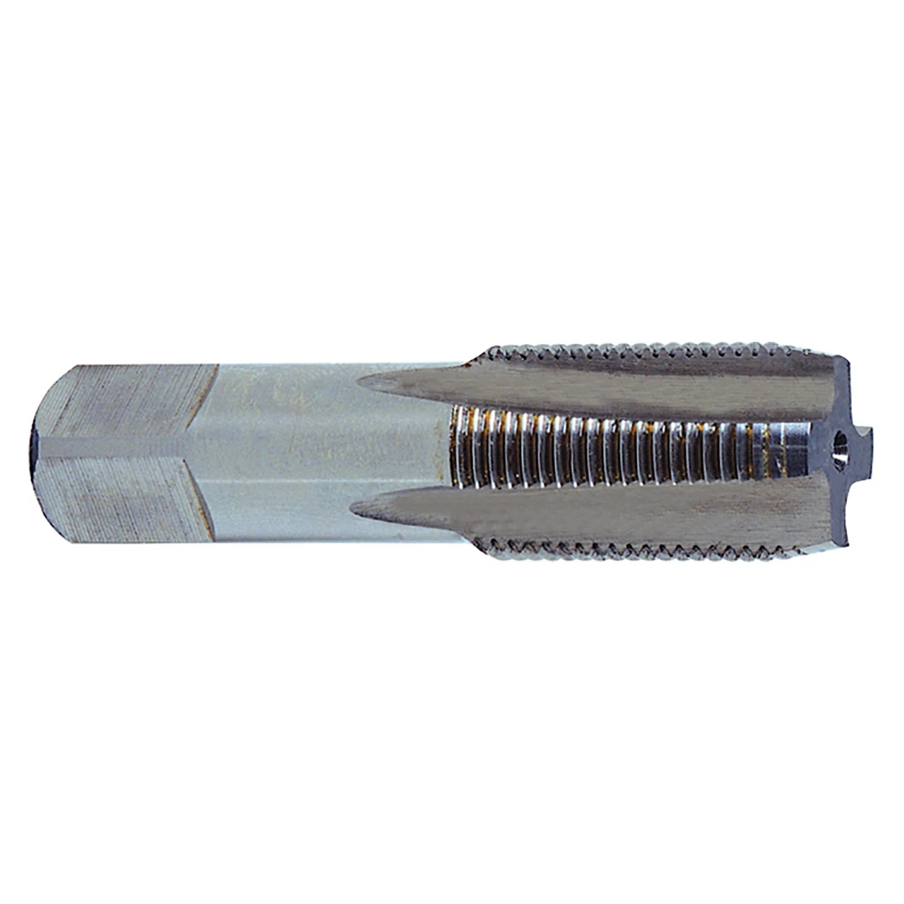 YG1 R8020 | NPTF 1/16" - 27 Size x 0.313" Shank x 0.690" Thread Length x 2.130" OAL 4 Flute TIN Coated HSSE-V3 R8 Straight Flute Pipe Tap