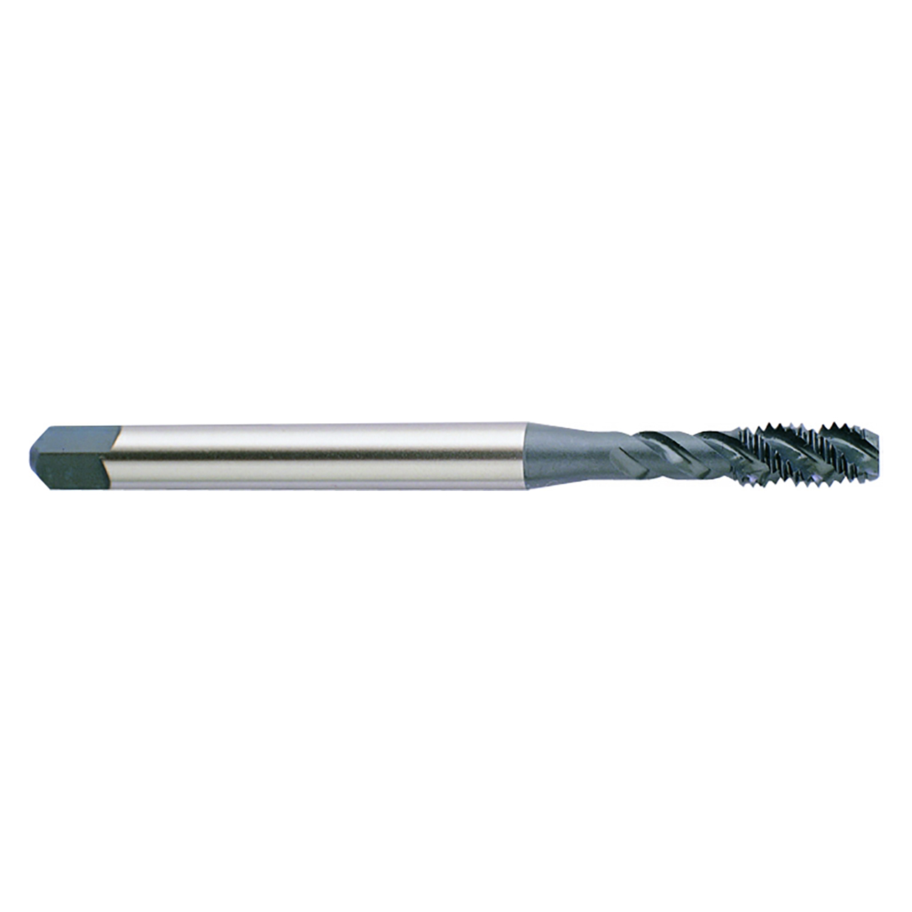 YG1 F0203 | M M3 x 0.50mm Size x 0.197" Thread Length x 0.141" Shank x 2.205" OAL x 50 Degree Helix Angle D3 Modified Bottoming Chamfer 2 Flute Oxide Coated HSSE F0 Spiral Flute Thread Tap