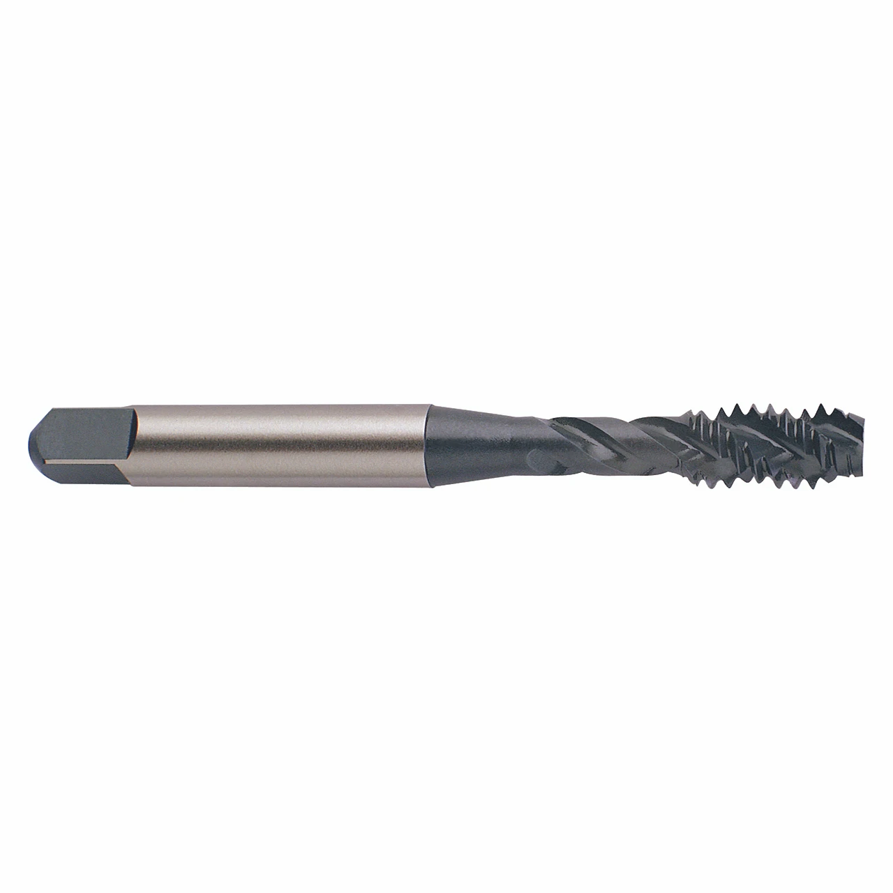 YG1 B0282 | #8-32 Thread x 0.1640" Diameter x 0.1680" Shank x 2.1300" OAL 45 Degree 3 Flute Steam Oxide Coated H2 HSSE-V3 Spiral Flute Modified Bottoming Tap