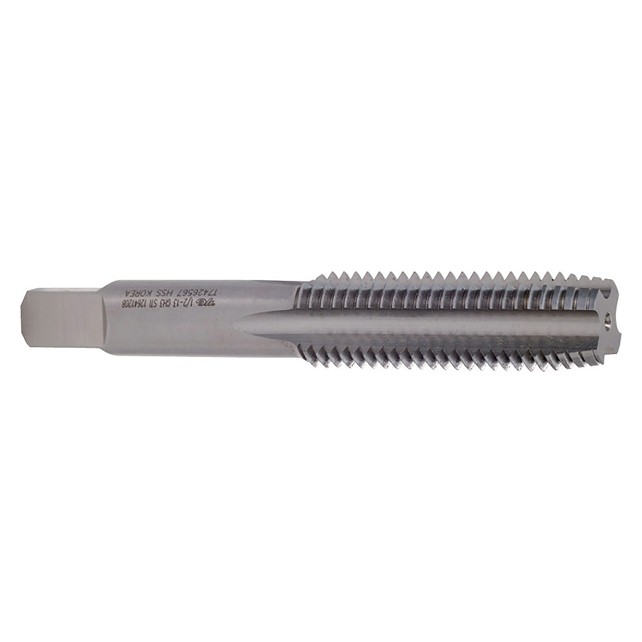 YG1 T7426328H2 | UNC #10 - 24 Size x 1.000" Thread Length x 0.255" Shank x 2.500" OAL H2 Bottoming Chamfer 3 Flute Bright Coated HSS T7426 Spiral Flute Tap