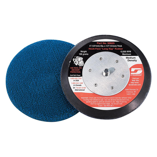 Dynabrade 50605 | 5/16"-24 Male Thread x 5" Diameter x 12000.0 RPM Hook-Face Long Nap Non-Vacuum Disc Backing Pad
