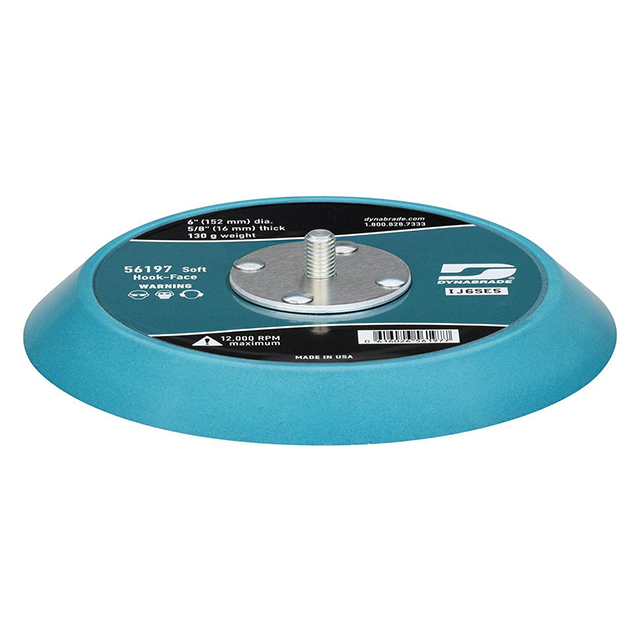 Dynabrade 56197 | 5/16"-24 Male Thread x 6" Diameter x 13000.0 RPM Hook-Face Short Nap Non-Vacuum Disc Backing Pad