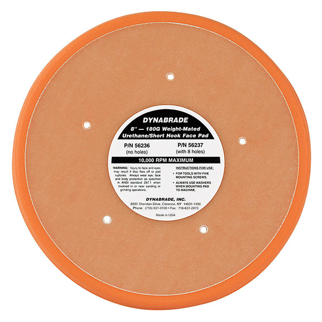 Dynabrade 56236 | 5 Screws x 8" Diameter x 10000.0 RPM Hook-Face Short Nap Non-Vacuum Disc Backing Pad