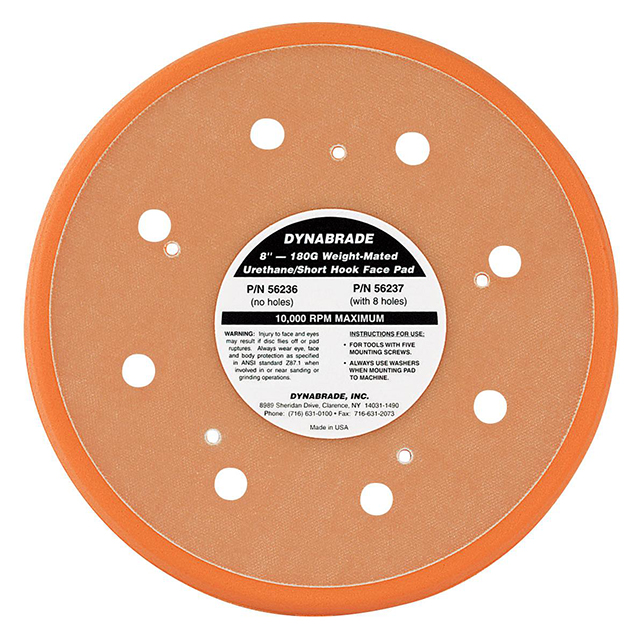 Dynabrade 56237 | 8" Diameter Short Nap Hook-Face Vacuum Disc Pad