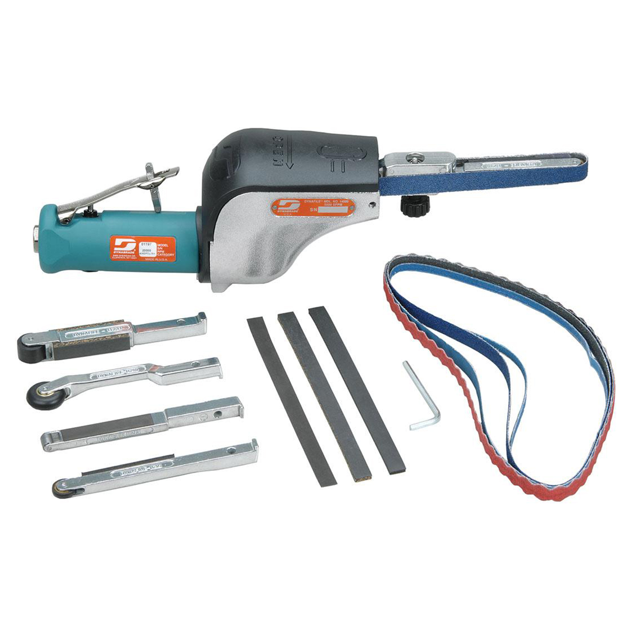 Dynabrade 14010 | 1/4" NPT Inlet Thread x 20000 RPM Front Exhaust Straight Line Abrasive Belt Tool