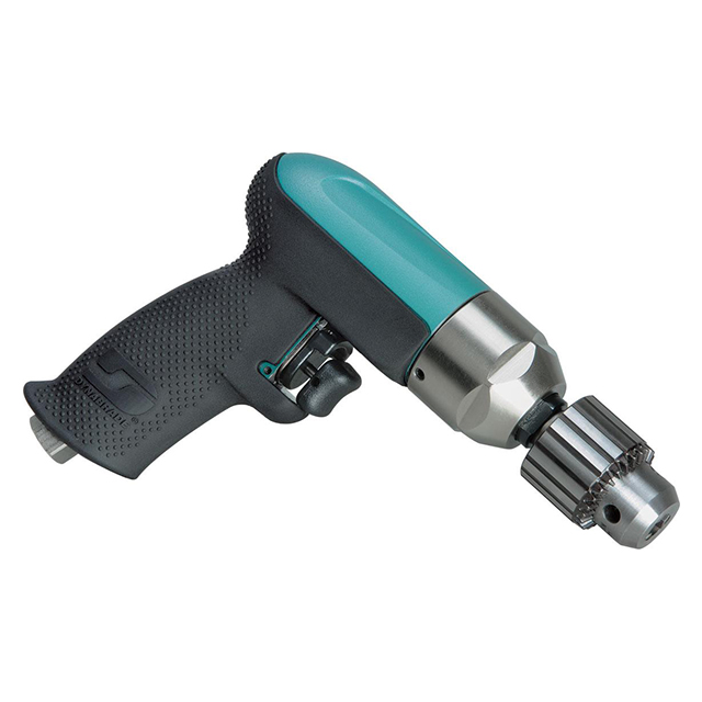 Dynabrade 52777 | 3/8" Chuck x 3/8"-24 Male Spindle Thread x 0.5 hp Power x 3,700 RPM Rear Exhaust Pistol Grip Reversible Drill