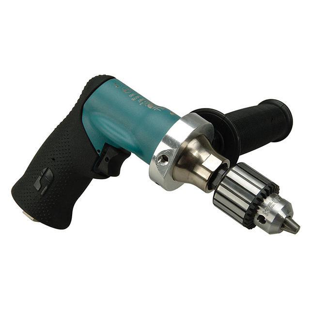 Dynabrade 52986 | 3/8" Chuck x 3/8"-24 Male Spindle Thread x 0.4 hp Power x 500 RPM Rear Exhaust Pistol Grip Reversible Drill