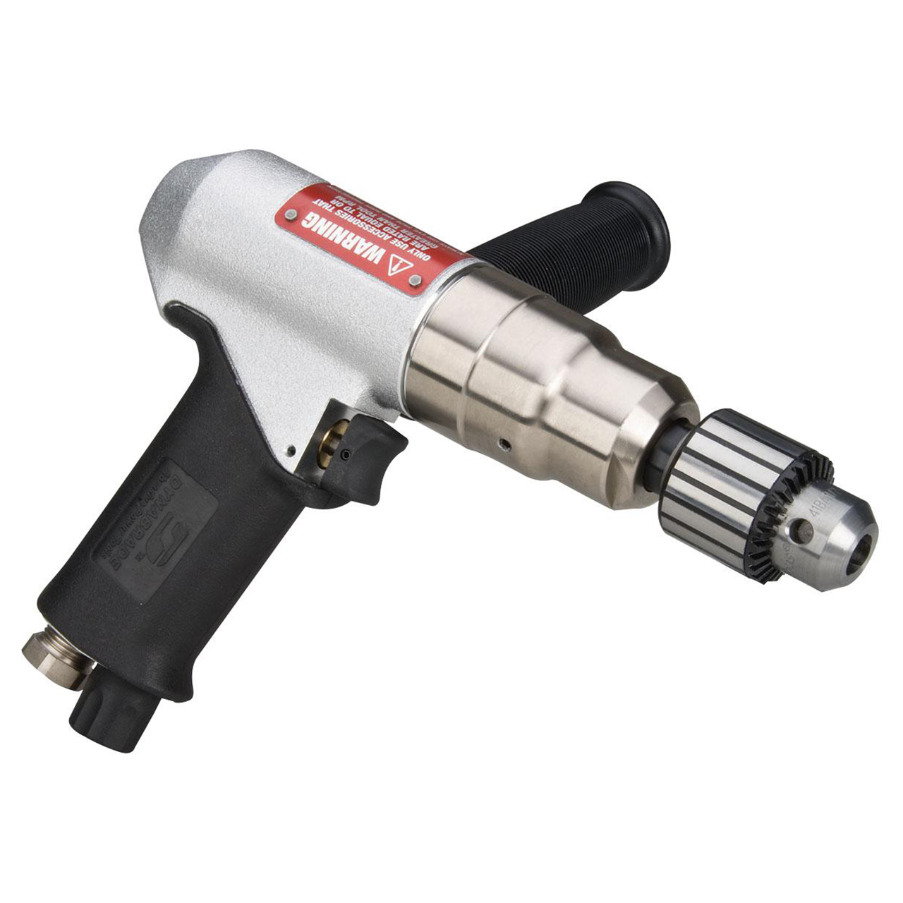 Dynabrade 53093 | 3/8" Chuck x 1/2"-20 Male Spindle Thread x 0.7 hp Power x 1,800 RPM Rear Exhaust Pistol Grip Reversible Drill