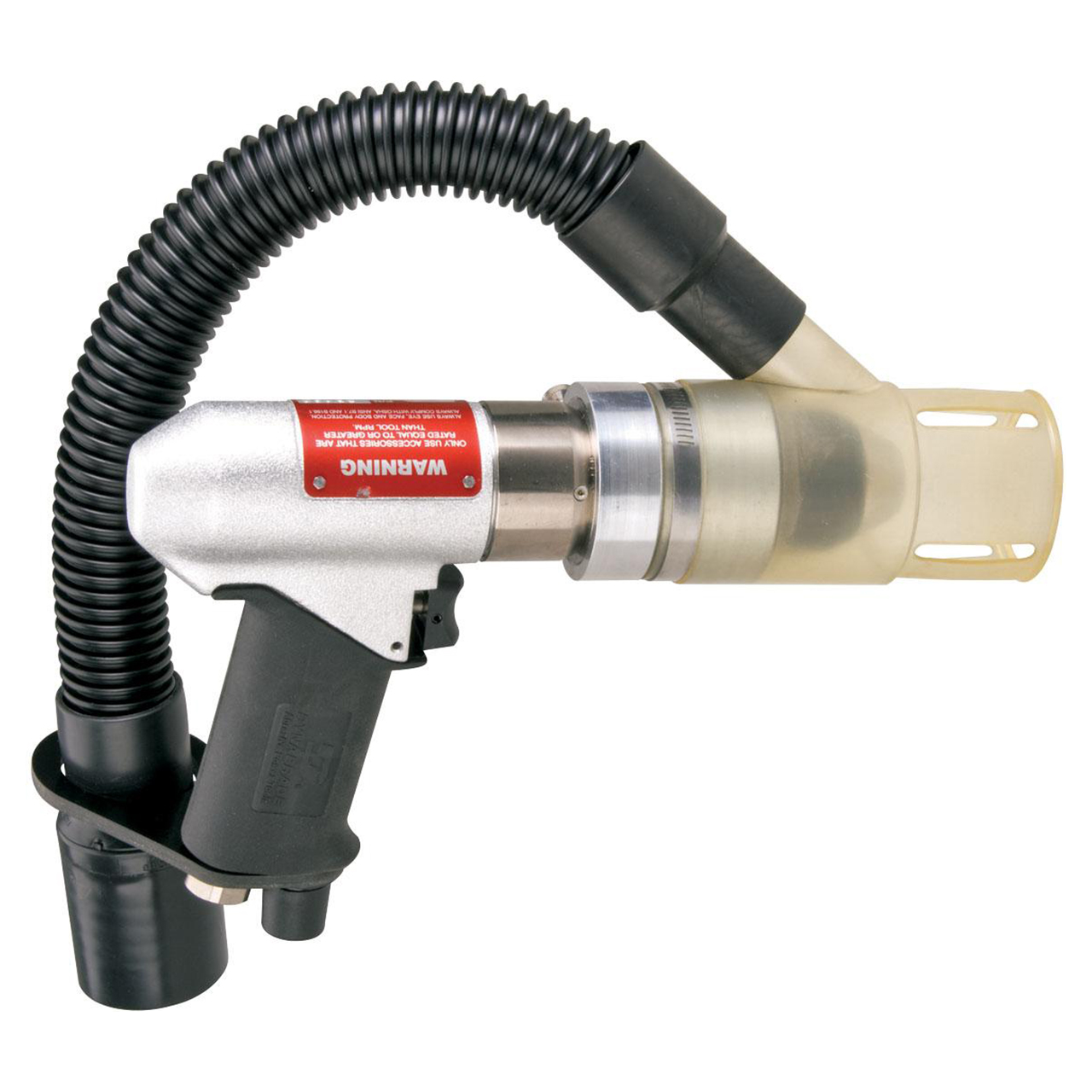 Dynabrade 53105 | 3/8" Chuck Size x 3/8"-24 Male Spindle Thread x 0.7 hp Power 950 RPM Rear Exhaust Pistol Grip Central Vacuum Drill