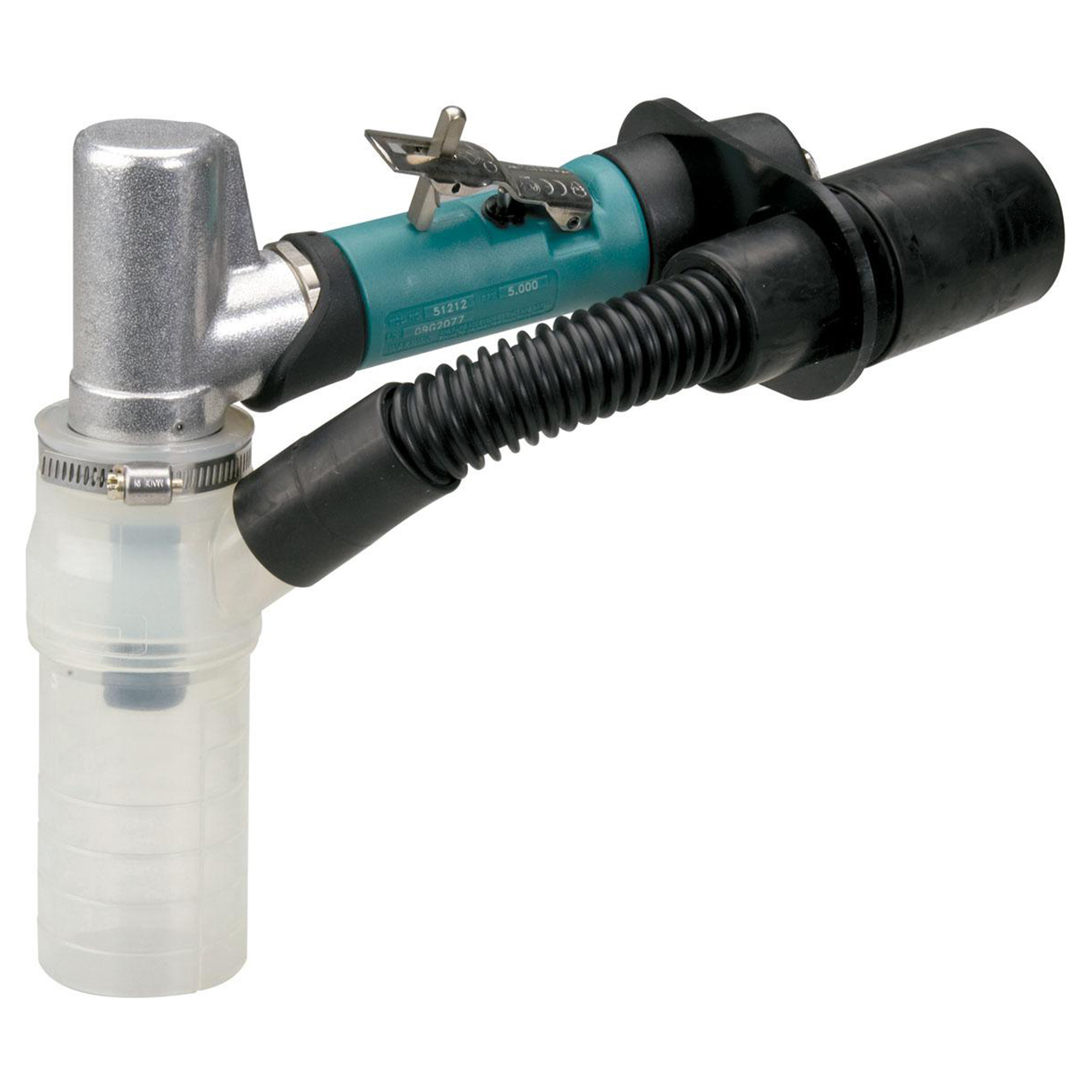 Dynabrade 56723 | 1/4" Collet Size x 1/4" NPT Inlet Thread x 0.4 hp Power 25,000 RPM Rear Exhaust 7 Degree Offset Extended Die Grinder