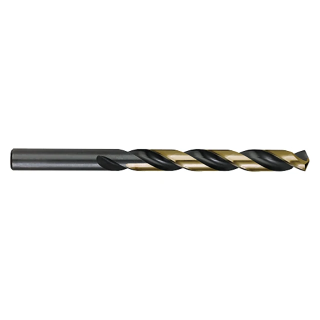 Titan USA CD44820 | 0.3580" Diameter x 0.3580" Shank x 3.5000" (3-1/2) Flute Length x 4.8750" (4-7/8) OAL 2 Flute Black & Gold Oxide Coated High Speed Steel Jobber Length Drill Bit