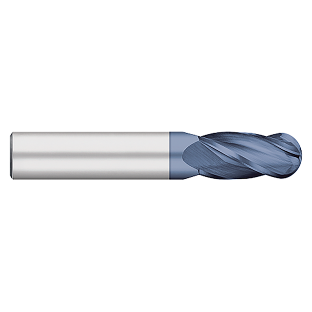 Titan USA TC12826 | 7.00mm Diameter x 8.00mm Shank x 19.00mm LOC x 63.00mm OAL 4 Flute AlTiN Coated Carbide Ball End Mill