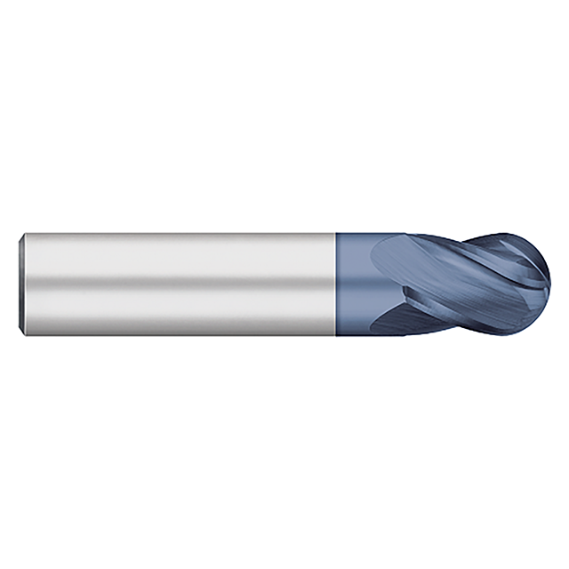 Titan USA TC11716 | 0.2500" (1/4) Diameter x 0.2500" (1/4) Shank x 0.5000" (1/2) LOC x 2.0000" (2) OAL 4 Flute AlTiN Coated Carbide Ball End Mill
