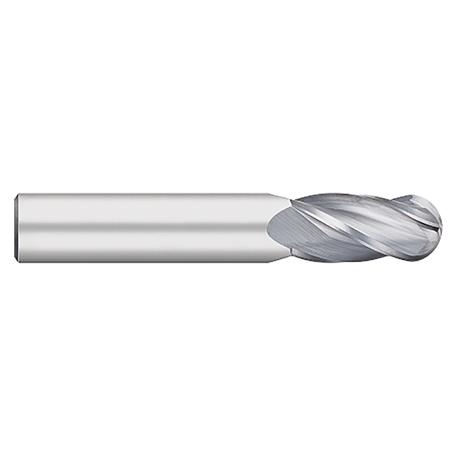 Titan USA TC11532 | 0.5000" (1/2) Diameter x 0.5000" (1/2) Shank x 1.0000" (1) LOC x 3.0000" (3) OAL 4 Flute Uncoated Carbide Ball End Mill