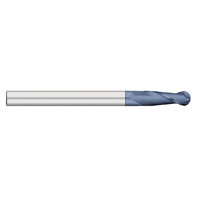 Titan USA TC18108 | 0.1250" (1/8) Diameter x 0.1250" (1/8) Shank x 1.0000" (1) LOC x 3.0000" (3) OAL 2 Flute AlTiN Coated Carbide Ball End Mill