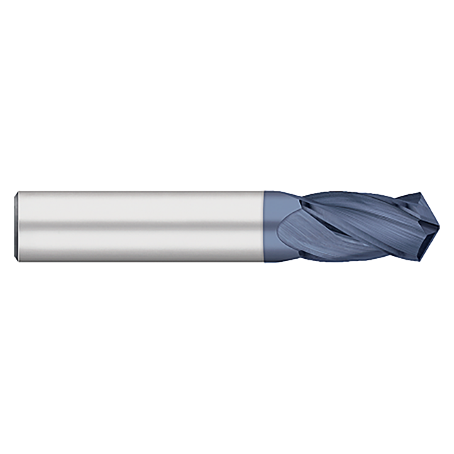 Titan USA TC35124 | 0.3750" (3/8) Diameter x 0.3750" (3/8) Shank x 1.0000" (1) LOC x 2.5000" (2-1/2) OAL 120 Degree Included Angle 4 Flute AlTiN Coated Carbide Drill Mill
