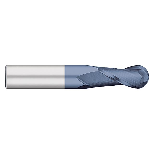 Titan USA TC11102 | 0.0313" Diameter x 0.1250" (1/8) Shank x 0.1250" (1/8) LOC x 1.5000" (1-1/2) OAL 2 Flute AlTiN Coated Carbide Ball End Mill