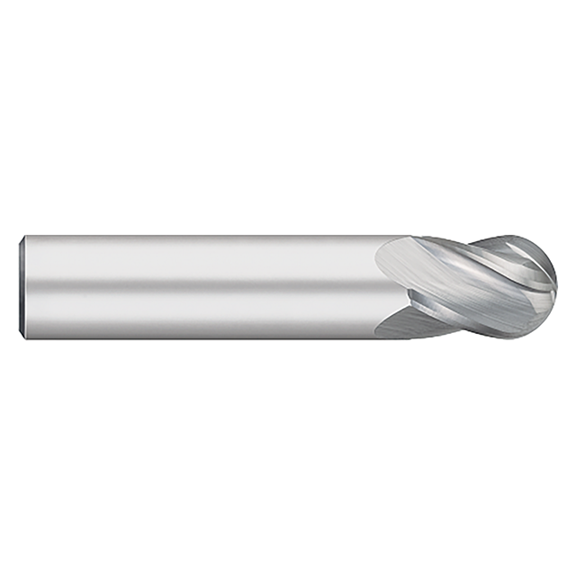 Titan USA TC10732 | 0.5000" (1/2) Diameter x 0.5000" (1/2) Shank x 0.6250" (5/8) LOC x 2.5000" (2-1/2) OAL 4 Flute Uncoated Carbide Ball End Mill