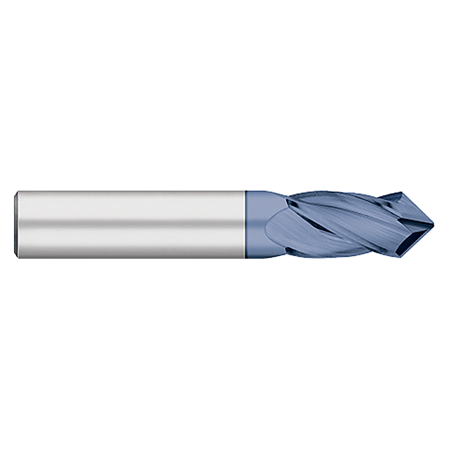 Titan USA TC34328 | 0.4375" (7/16) Diameter x 0.4375" (7/16) Shank x 1.0000" (1) LOC x 2.7500" (2-3/4) OAL 90 Degree Included Angle 4 Flute AlTiN Coated Carbide Drill Mill