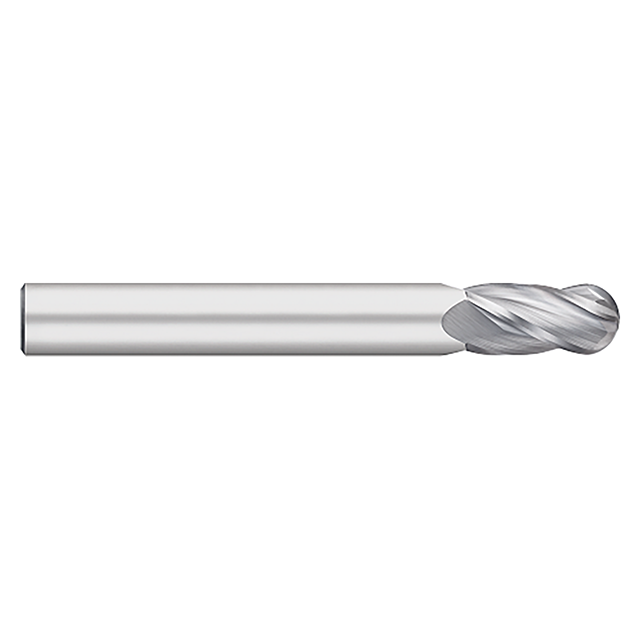 Titan USA TC16528 | 0.4375" (7/16) Diameter x 0.4375" (7/16) Shank x 2.0000" (2) LOC x 4.0000" (4) OAL 4 Flute Uncoated Carbide Ball End Mill