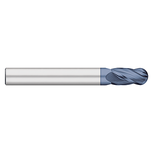 Titan USA TC16664 | 1.0000" (1) Diameter x 1.0000" (1) Shank x 2.2500" (2-1/4) LOC x 5.0000" (5) OAL 4 Flute AlTiN Coated Carbide Ball End Mill