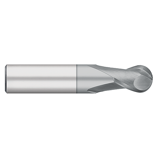 Titan USA TC91308 | 0.1250" (1/8) Diameter x 0.1250" (1/8) Shank x 0.2500" (1/4) LOC x 1.5000" (1-1/2) OAL 2 Flute TiCN Coated Carbide Ball End Mill