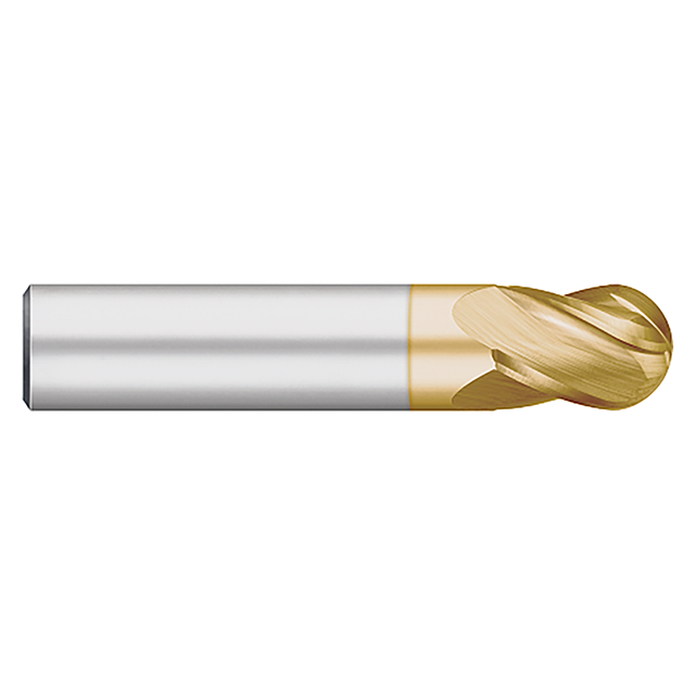 Titan USA TC95622 | 0.0781" (5/64) Diameter x 0.1250" (1/8) Shank x 0.1250" (1/8) LOC x 1.5000" (1-1/2) OAL 4 Flute TiN Coated Carbide Ball End Mill