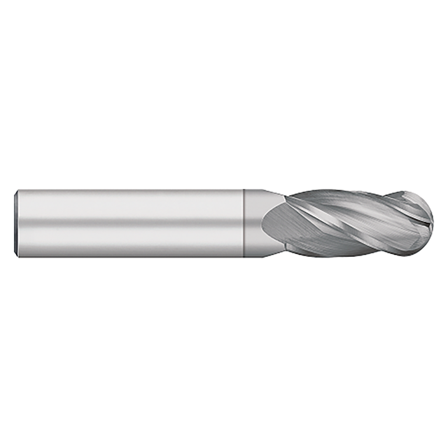 Titan USA TC91536 | 0.5625" (9/16) Diameter x 0.5625" (9/16) Shank x 1.2500" (1-1/4) LOC x 3.5000" (3-1/2) OAL 4 Flute TiCN Coated Carbide Ball End Mill