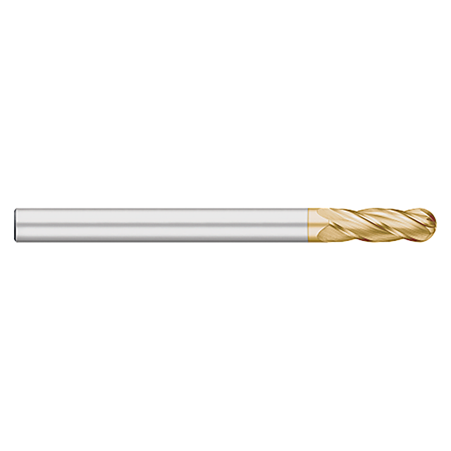 Titan USA TC95757 | 0.1875" (3/16) Diameter x 0.1875" (3/16) Shank x 1.1250" (1-1/8) LOC x 3.0000" (3) OAL 4 Flute TiN Coated Carbide Ball End Mill