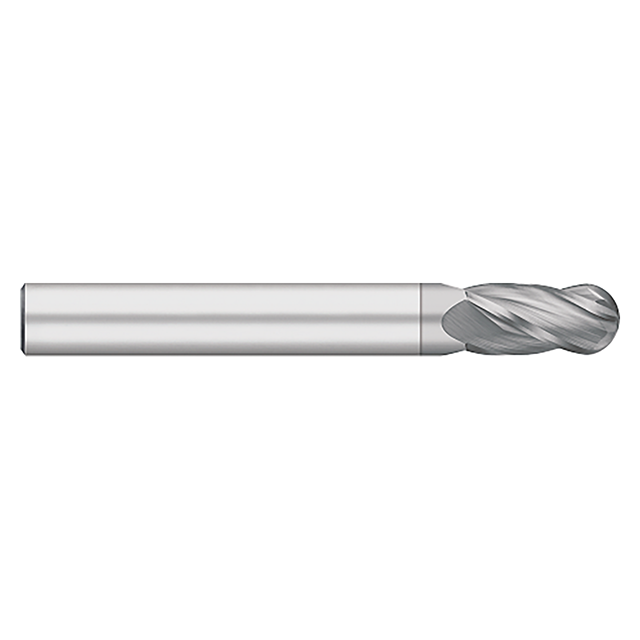 Titan USA TC96512 | 0.1875" (3/16) Diameter x 0.1875" (3/16) Shank x 0.7500" (3/4) LOC x 2.5000" (2-1/2) OAL 4 Flute TiCN Coated Carbide Ball End Mill