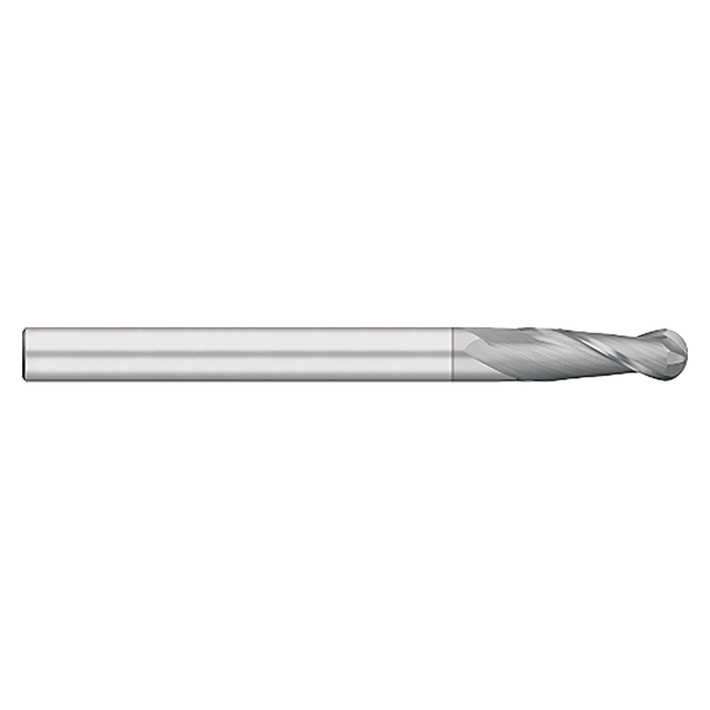 Titan USA TC98008 | 0.1250" (1/8) Diameter x 0.1250" (1/8) Shank x 1.0000" (1) LOC x 3.0000" (3) OAL 2 Flute TiCN Coated Carbide Ball End Mill
