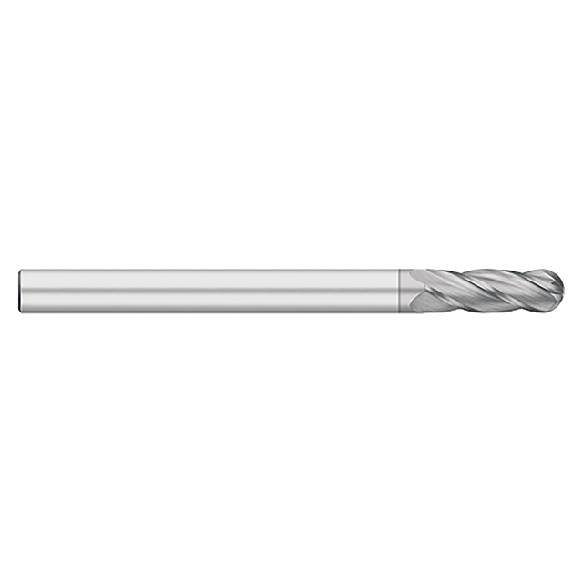 Titan USA TC98540 | 0.6250" (5/8) Diameter x 0.6250" (5/8) Shank x 3.0000" (3) LOC x 6.0000" (6) OAL 4 Flute TiCN Coated Carbide Ball End Mill