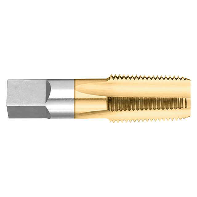 Titan USA TT93808TIN | 3/8"-18 Thread x 0.7000" Shank x 1.0625" (1-1/16) LOC x 2.5625" (2-9/16) OAL 4 Flute TiN Coated High Speed Steel Standard Pipe Tap