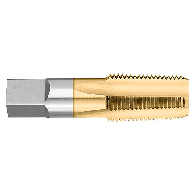 Titan USA TT93416TIN | 1-1/4"-11-1/2" Thread x 1.7500" (1-3/4) Thread Length x 1.3125" (1-5/16) Shank x 4.0000" (4) OAL TiN Coated High Speed Steel Standard Pipe Tap
