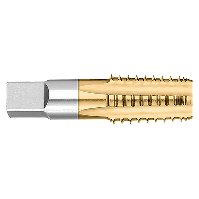 Titan USA TT93602TIN | 1/8"-27 Thread x 0.7500" (3/4) Thread Length x 0.4375" (7/16) Shank x 2.1250" (2-1/8) OAL TiN Coated High Speed Steel Interrupted Thread Pipe Tap