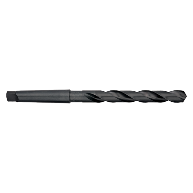 Titan USA CD55055 | 0.8594" (55/64) Diameter x 10.7500" (10-3/4) OAL x 6.1250" (6-1/8) Flute Length 118 Degree Point Angle 2 Flute Black Oxide Coated High Speed Steel Taper Shank Drill Bit