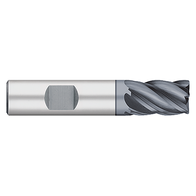 Titan USA TC25992 | 0.5000" (1/2) Diameter x 0.5000" (1/2) Shank x 0.6250" (5/8) LOC x 2.5000" (2-1/2) OAL x 0.0300" Radius 5 Flute AlCrO-MAX Coated Carbide Corner Radius End Mill